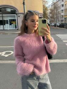 Femmes Décontracté Élégant Sortie de rue Date Retour à l'école Fête Y2K unicolore Côtelé Col Rond Rose Manches Longues Pull, Top Rose, Streetwear Femmes, Enseignante, Retour à l'école, Fête Femmes, Pour Sortir, Concert Femmes, Campagne Femmes, Top Y2K, Style Old Money Femmes, Automne Pour Femmes, Hiver Pour Femmes - Rose bonbon - Voir 1