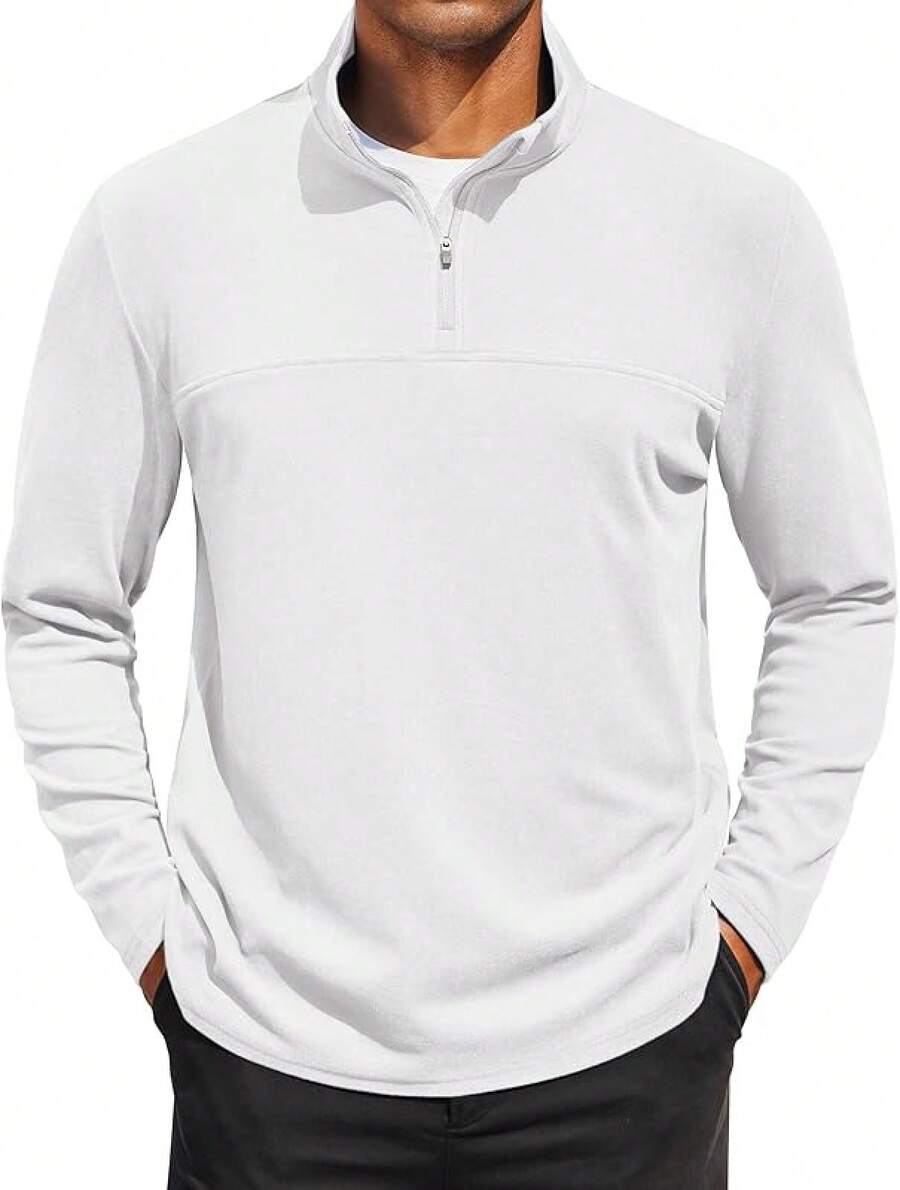 Susclude Mens Quarter Zip Pullover Long Sleeve Workout Stylish