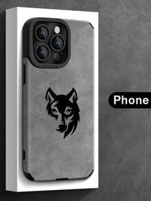 Simple And Wolf Pattern Mobile Phone Case Compatible With IPhone 16/16Pro/16ProMax/16Plus/15/15Plus/15Pro/15ProMax, 14/14Plus/14Pro/14ProMax, 13/13Pro/13ProMax, 12/12Pro/12ProMax, 11/11Pro/11Proamx, 7/8plus, XR/Xs/XsMax - Black - View 14