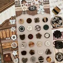 20 chiếc nút nhựa màu sắc và họa tiết ngẫu nhiên, thích hợp cho việc làm sổ lưu niệm, trang trí quần áo, thủ công - Bao gồm hoa, bông tuyết, màu Macaron - Nhiều màu - Xem 5