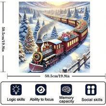 500 片圣诞火车场景拼图，鲜艳的混色纸质拼图，成人 DIY 减压智力挑战游戏，家庭互动娱乐拼图，DIY 家庭办公室装饰（无框），生日、万圣节、圣诞节、新年的理想智力游戏礼物