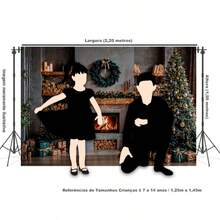 Horizontal Photographic Background For Photo Shoots Sublimated Fabric 3D Fireplace Garland Realistic Christmas Scene 2.20x1.50cm - FF-3265 - 查看 4