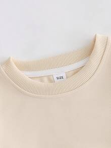 1pc Girl Sweet Teddy Bear Leopard Pattern Long - Sleeve Sweatshirt, Playful, School Activity Style - Apricot - View 4