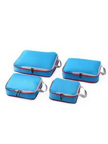 4 قطع مكعبات تعبئة للسفر، منظمات أمتعة ضاغطة، حقائب تخزين رقمية ومستحضرات تجميل، مناسبة لحقائب الملابس والأحذية، حقيبة سفر، حقيبة يد، حقيبة أمتعة للسفر والأعمال والعطلات، سعة كبيرة، محمولة متعددة الوظائف، حقيبة سفر متنوعة الاستخدام