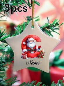 LICVIC Custom Christmas Decorations With Name, Personalized Christmas Tree Decorations, Customized Christmas Gifts, Customizable Christmas Craft Supplies, Diy Ornaments, Kids Souvenirs, Party Decorations, Round/Heart-Shaped/Star-Shaped Pendant, Ceramics, Garden, Room Decor, Cartoon, Boy, Girl, Kids, Family - Style a - View 19