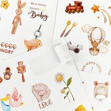 4 Blatt Baby Aufkleber, Braun/Blau, Deutsch/Englisch, wasserfeste Vinyl Aufkleber, für DIY Memo, Tagebuch, Wasserflasche, Notizbuch Dekoration, Aufkleber Buch, Baby Aufkleber, Babymonat Aufkleber, Neugeborenen Meilenstein Aufkleber, Baby Spielzeug Aufkleber, Baby Jungen Album, Baby's erstes Jahr Kalender