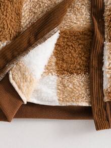 2pcs Baby Boy Casual Plaid Fleece Hooded Jacket And Simple Fashion Pants Set, Suitable For Autumn/Winter Holidays And Daily Wear - Multicolor - View 9