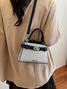 New Autumn And Winter Simple Contrast Color Design Women's Handbag, Simple And Fashionable Versatile Classic Style Shoulder Bag, Modern Style Adjustable Shoulder Strap Design Crossbody Bag