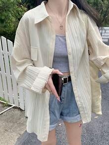 时尚长袖防晒衫，独特又与众不同 - 杏色 - 查看 4