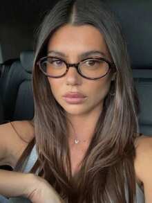 Unisex Retro Small Oval Frame Glasses, Personalized Street Style Snap Concave Transparent Glasses, Fashionable Small Frame Glasses For Women, Minimalist Vintage Korean Style Versatile Women Accessories