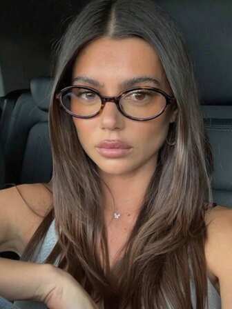 男女通用复古小椭圆框眼镜，个性街头风格按扣凹面透明眼镜，时尚女士小框眼镜，简约复古韩版百搭女士配饰