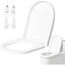 Asiento para Inodoro de Cierre Lento y Silencioso, Asiento para WC Universal PP Tapa de Inodoro Redondo Económico para Retrete Toilet Seat Residencial Acolchado de Sanitario para Baño 36 * 46cm - 1 - Ver 8