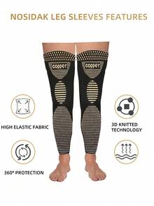 1 par de mangas de compresión para pierna completa, soporte de rodilla de cobre, protección de muslo y pantorrilla, adecuado para hombres y mujeres en baloncesto, ciclismo, fútbol - Multicolor - Ver 6