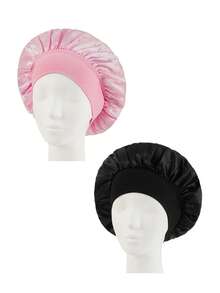 1 pieza/2 piezas/3 piezas Gorro de satén de borde ancho y alta elasticidad para mujeres, belleza, cuidado del cabello, posparto, quimioterapia