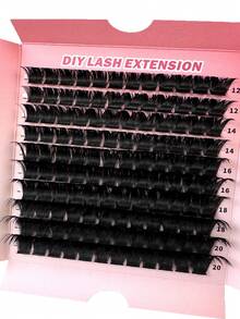 200pcs/180pcs/160pcs/140pcs/120pcs Faux Mink Eyelashes 200D/160D/120D/100D/80D/60D 8D Luxury Fluffy DIY Cluster Lashes - 12-20mm Mixed Length Eyelash Extension 0.07mm Russian D Curl Thick & Reusable Dramatic Lashes, Beginner Friendly For Daily, Party, Stage, Night Out - D - 查看 7