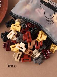 30 Pcs Small Colored Square Hair Clips Claws For Women - Multicolor - View 5