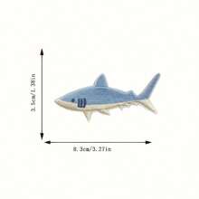4pcs Blue Shark Embroidered Patches - Blue & White Ocean Theme Iron-On/Sew-On Fabric Appliques, High-Quality Heat Transfer/Sewing Decorative Patches For DIY Crafts, Clothing, Hats, Bags, Blankets - Ideal For Couples Outfits, Gifts, Journal Decorations - Fashionable Knitting Accessories, Embroidery Materials, Exquisite Details Embellishment
