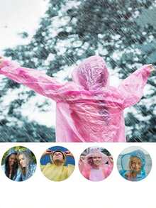 6pcs/Set Portable Disposable Emergency Rain Ponchos With Keychain, Lightweight, Compact, Durable, Suitable For Travel, Hiking, Fishing, Camping, Transparent Design, Camping Gear, Transparent Rain Ponchos, Lightweight Rain Ponchos. Random Colors