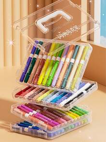 1pc 24/36/48/60 Colors Glitter Marker Pens, High-Quality Pigment Markers For Layering, Waterproof And Smudge-Proof, Professional Art Painting Brush