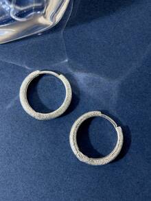 1對20mm-60mm亮面大圓環耳環，適合女性，週年紀念、女友生日禮物、約會與日常穿戴，精緻珠寶 - 磨砂素圈耳扣 - 查看 4