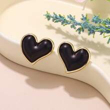 1 Pair Fashionable Colorful Painting Series Spiral Textured Metal Design Earrings, Women's Holiday Gift