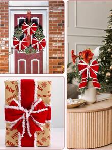 1PC 196-Inch Christmas Red And White Fringed Decorative Ribbon, Christmas Tree Decoration, Gift Packaging Accessory Dow, DIY Christmas Gift Packaging Ribbon, Red And White Fringed Bow Pendant Decor Suitable For Christmas Decor, Door Hanging Decor, Living Room And Bedroom Room Decor, Outdoor Courtyard, Christmas Gifts, Gift-Giving Christmas Decorations Winter