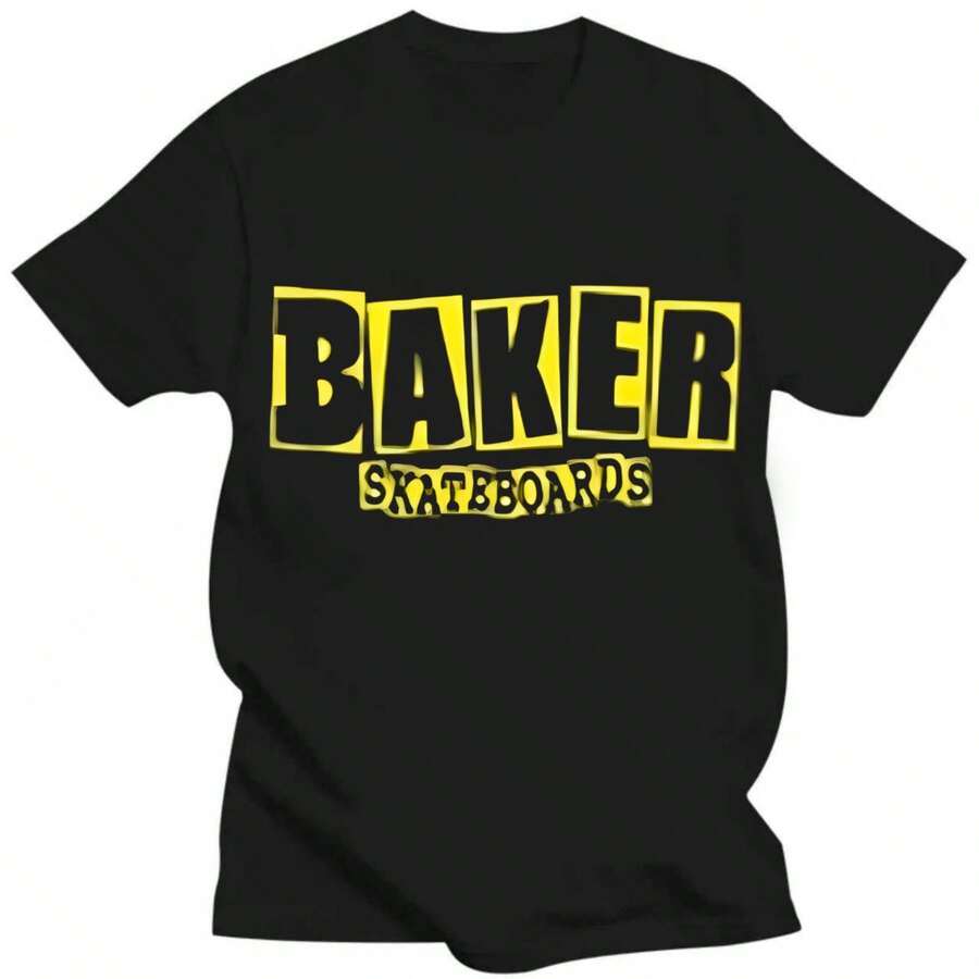Baker Skateboards Brand Logo Black Yellow Women's Short Sleeve T-Shirt - 黑色 - 查看 1
