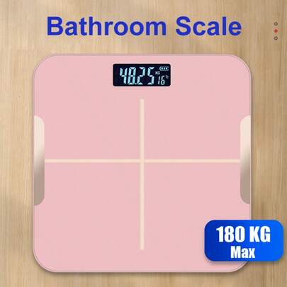 180kg Digital Bathroom Scale, Precise To 50g, Bright LCD Display With Large Clear Digits, Showing Room Temperature And Battery Level, Upgraded Quality, For Elderly Home Use