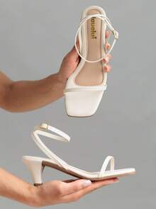 Women's Thin Heels, Delicate Basic Sandal, Medium Heel - 白色 - 查看 1