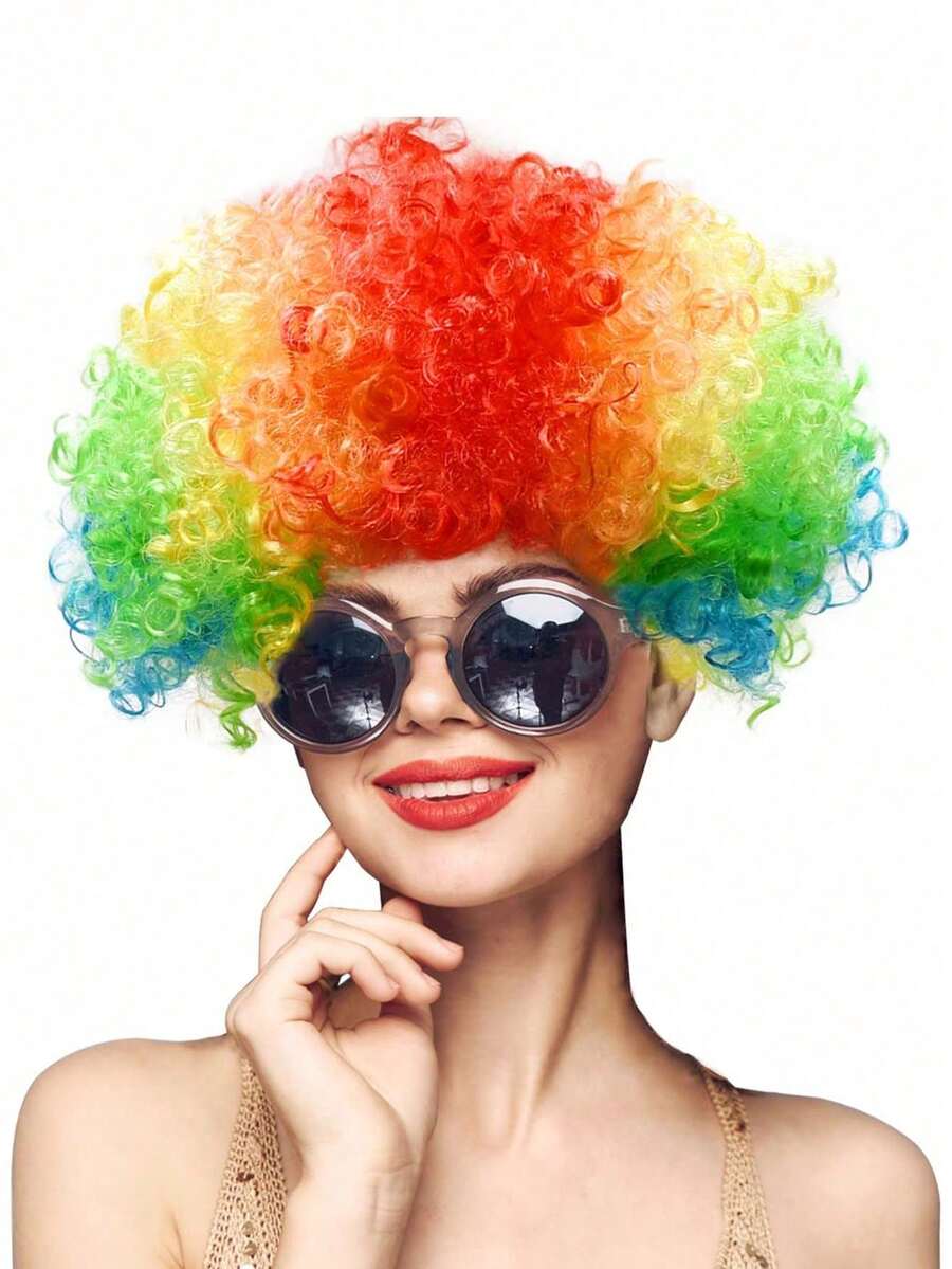 1pc Colorful Clown Wig, Suitable For Various Parties And Cosplay - Color - View 1