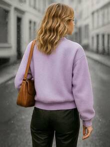 Sudadera Casual de Felpa con Cuello Redondo Tandera Tallas Extra - Púrpura malva - Ver 3