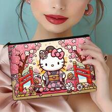Sanrio Sanrio Hello Kitty Large Multi-Functional 1pc Makeup Bag - Ideal For Organizing Skincare Items, Makeup, And Travel Necessities - Excellent Gift For Christmas, Valentine's Day, Or Birthdays, Portable Zippered Storage Bag