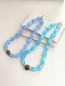 1 件优雅简约海洋色亚克力串珠项链颈链，适合日常、度假、约会、通勤佩戴，适合送给女孩的礼物 - 串珠項鍊 - 查看 3