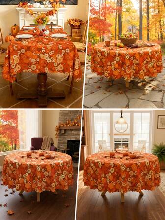 1PC Colorful Retro Daisy Floral Tablecloth Orange Brown Bohemian Rectangle Tablecloth Durable Polyester Easy Care & Washable Fits Round Tables Perfect For Indoor Home Decor For Outdoor Garden & Patio Parties Wedding Decor Tablecloth Picnic Table Cover Washable & Easy Clean Table Mat