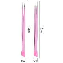 2-In-1 Multifunctional Design, High-Precision Stainless Steel Material, Double-Ended Fine-Tipped Tweezers With Silicone Grip For Precision Jewelry Crafting, Nail Art, False Lashes/Hair - Multicolor - View 18