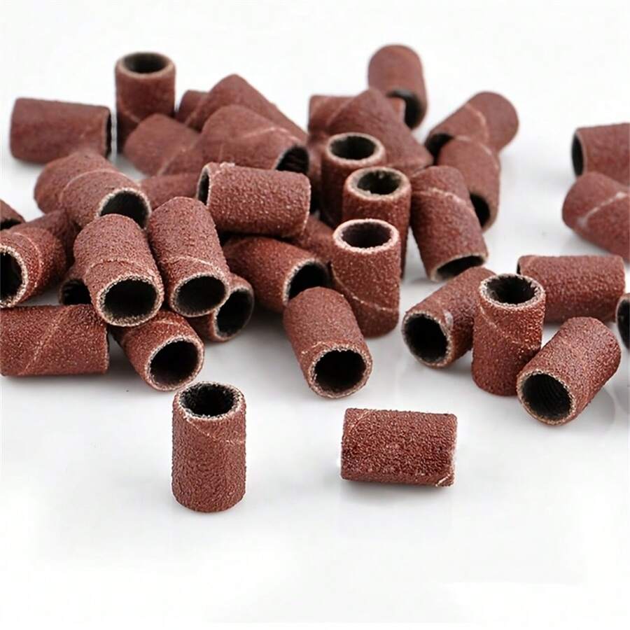 50pcs Nail Sanding Bands, 80# 120# 180# 240# Grit Sanding Bands For Nail Drill Bits, Nail Files, Nail Tools, Nail Polishing Sanding Rings, Extend The Service Life Of Nail Drill Bits