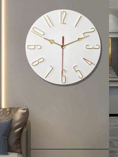 Moderne Minimalist Digital Wand Klok Wit Goud Hour Markers), Silent Quartz Movement, Battery Powered Living Room, Bedroom, Office, Kitchen Ideal Ho warming/Birthday AA Batteries Not Included Durable Materials Easy To Read Display, Home High Quality Craftsmanship, Working Professionals view 2