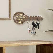 1 个复古木质钥匙形钥匙挂钩，墙壁装饰挂钩 - 欢迎回家 - 包包和衣服挂钩，房间和宿舍墙壁挂钩，万圣节、感恩节和圣诞节装饰 - 彩色 - 查看 2