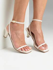 Women's Thin Heels, Delicate Basic Sandal, Medium Heel - 白色 - 查看 2