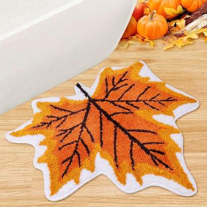 Comfortable Pumpkin Bathroom Mat - Non-Slip, Absorbent Bathroom Carpet, Suitable For Autumn Harvest And Halloween Decor, Perfect For Home And Bedroom, Lightweight Carpet - Faux Sheepskin Material, Room Decor, Home Decor, Available In Multiple Sizes, Non-Slip Bottom[Bathroom Mat][Bath Mat][Bathroom Rug]Autumn Decor/Thanksgiving Decor/Halloween Decor - Creative Realistic Maple Leaf Decor Carpet, Friend Gift, Fluffy Soft Comfortable Bedroom Sofa Doormat Household Decor, Easy To Clean MatChristmas Decor Kitchen Rug