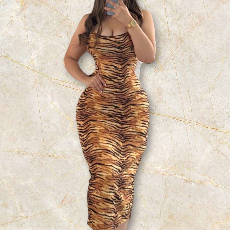 Women Midi Dresses - Chocolate Brown - View 1