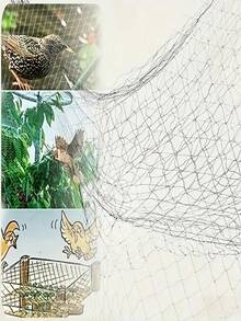 1片18毫米网眼塑料单丝鸟网，适用于家庭花园、农作物保护、池塘捕鱼、果树和花卉园艺，亦可作为害虫防治工具。 - 黑色 - 查看 5