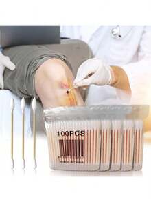 100/300/500/1000 unidades de hisopos envasados, hisopos de limpieza sanitarios desechables de doble cabeza, desmaquillante para el hogar, hisopos para limpiar los oídos, diversas funciones, compactos y portátiles