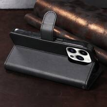 Magnetic Flip Cover PU Leather Wallet Phone Case With 3 Card Slots, Photo Frame And Cash Pocket, Suitable For IPhone 17 16 15 14 13 12 11 Pro Pro Max Plus Mini XR XS X XS MAX, Solid Color With Wrist Strap