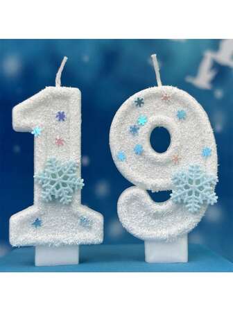 1Pc Christmas Birthday Number Candles Snowflake Frozen Digital Candles 0-9 Number Cake Topper Birthday Party Decor Home Decor Christmas Decorations Room Decor, Christmas Gifts