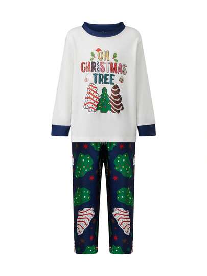 Parent-Child Outfit One Piece For  Sweet Christmas Baby Set: Tree Print  + Pants, Festive Infant Holiday Coordinates For Family Photos, Xmas Celebrations, Matching Parent
