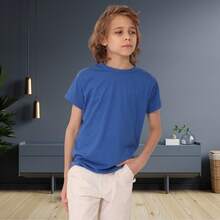 Camiseta Infantil Juvenil Menino 100% Algodão Premium Varias Cores Unissex - Azul Royal - Visão 9
