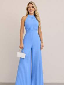 Pleated Jumpsuit For Weddings And Special Events - 淺藍色 - 查看 2