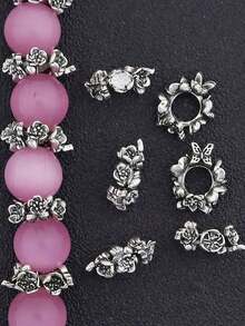 10/20/50pcs Vintage Butterfly Floral Spacer Beads DIY Elegant Bracelet Necklace Keychain Jewellery Making Accessories Spring Graduation Season Gift.Beads,Beads For Jewelry Making,Jewelry Making Supplies,Spacer Beads,Bracelet Beads,Beads For Bracelets,Charms, Bead Spacers.Birthday Parties , Adult Craft Supplies.Bead Parts.Decorative Components - Silver - View 2