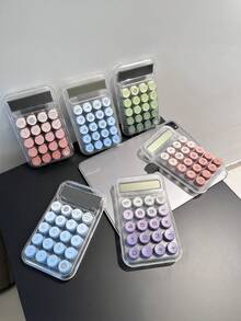 1pc Transparent Dopamine Mechanical Keypad Calculator, 10-Digit Large Display, High-Quality Material, Fashionable Design For Women, High-Quality And Cost-Effective, Suitable For Finance, Accounting, Students, Office Use, School Supplies, Back To School